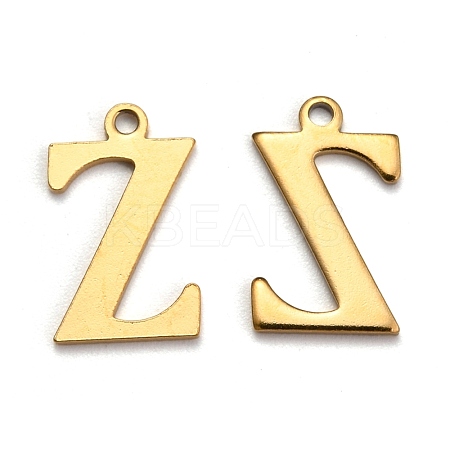 Ion Plating(IP) 304 Stainless Steel Alphabet Charms STAS-H122-Z-G-1