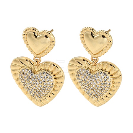Brass Pave Cubic Zirconia Stud Earrings for Women EJEW-M258-08G-1