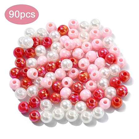 90Pcs 3 Colors Opaque Acrylic Beads MACR-YW0003-1