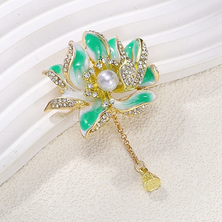 Flower Alloy Crystal Rhinestone Brooches JEWB-M046-24G-1