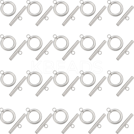 SUNNYCLUE 40Pcs 304 Stainless Steel Ring Toggle Clasps STAS-SC0007-42C-1
