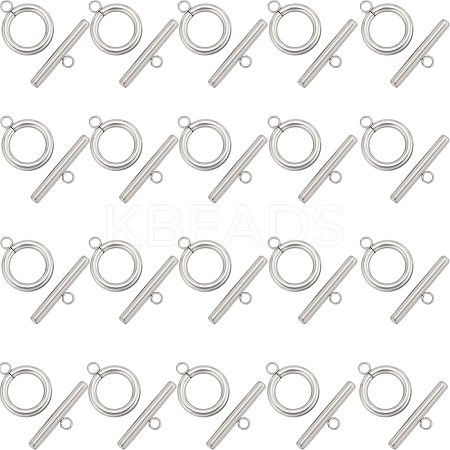 40Pcs 304 Stainless Steel Ring Toggle Clasps STAS-SC0007-42C-1