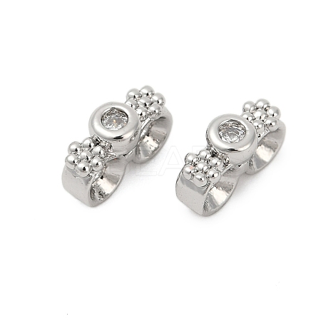 Brass Micro Pave Clear Cubic Zirconia Spacer Bars KK-P302-21A-P-1