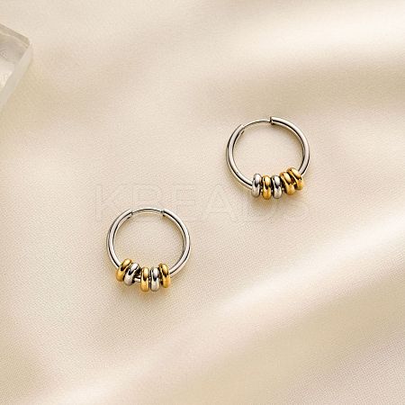 Two Tone 304 Stainless Steel Hoop Earrings WGB54D4-02-1