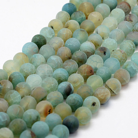 Frosted Natural Agate Beads Strands X-G-F367-8mm-10-1