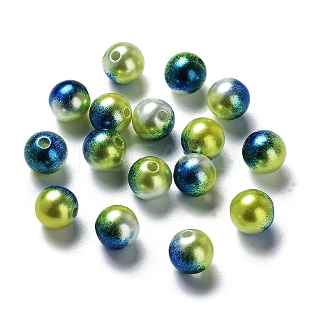Rainbow ABS Plastic Imitation Pearl Beads OACR-Q174-6mm-16-1