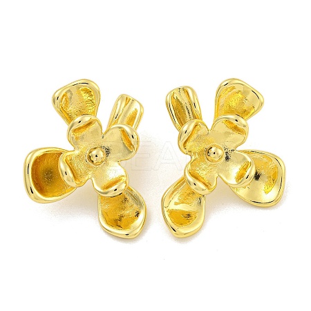 Rack Plating Flower Brass Stud Earrings EJEW-I313-09G-1