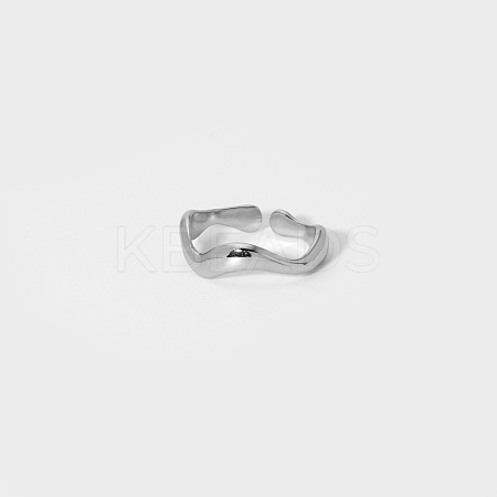Elegant 304 Stainless Steel Wave Open Cuff Rings TE5640-1-1