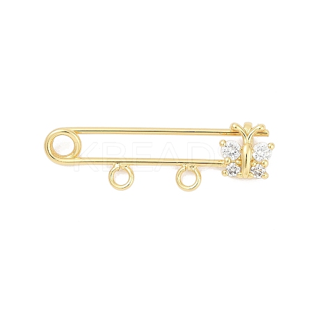 Brass Micro Pave Cubic Zirconia Brooch Findings KK-H203-10G-1
