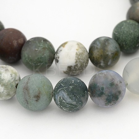 Frosted Round Natural Moss Agate Beads Strands G-J338-04-10mm-1