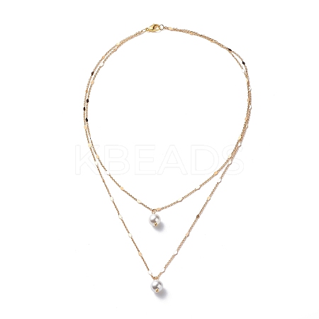 Brass Link Chain Double Layer Necklaces NJEW-JN03993-1