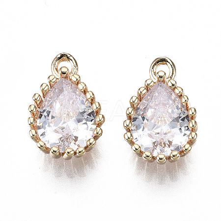 Brass Clear Cubic Zirconia Charms X-KK-S359-129-B01-RS-1