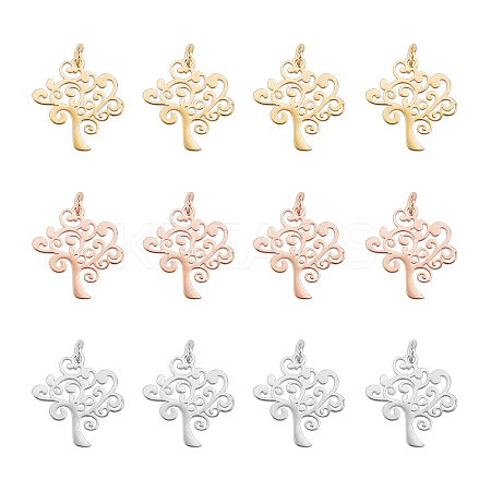 12Pcs 3 Colors 304 Stainless Steel Pendants STAS-DC0002-84-1