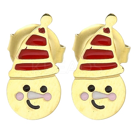 Ion Plating(IP) 304 Stainless Steel Enamel Stud Earrings EJEW-I316-04G-04-1