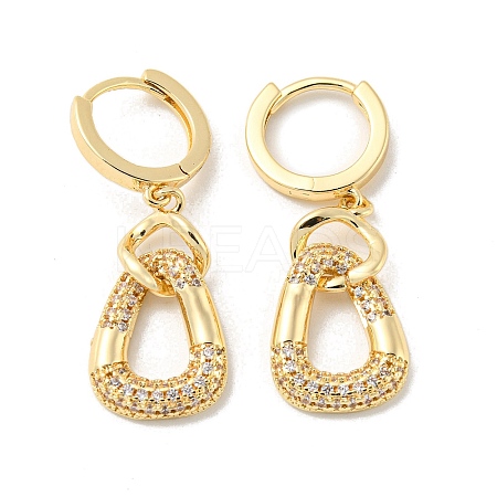 Brass Micro Pave Clear Cubic Zirconia Dangle Hoop Earrings EJEW-E295-27KCG-1