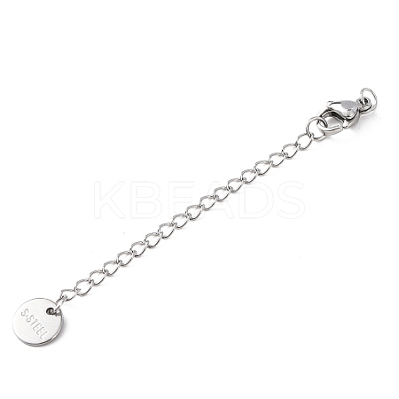 304 Stainless Steel Chain Extender with Flat Round Charms STAS-G383-04P-1