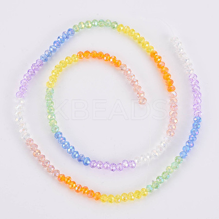 Transparent 7 Colors Electroplate Glass Beads Strands X-EGLA-T020-09-1