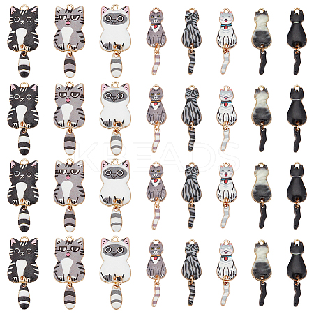 32Pcs 8 Styles Alloy Enamel Pendants FIND-WR0012-14-1