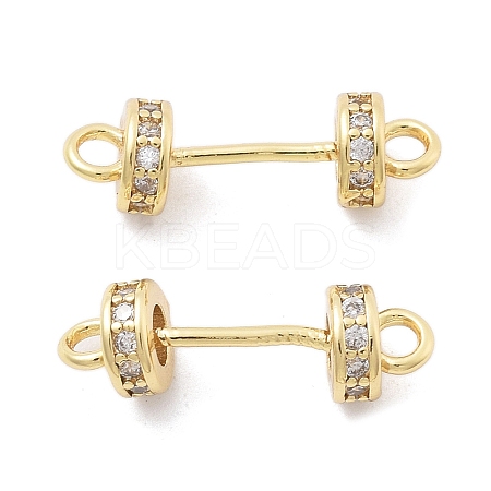 Brass Micro Pave Clear Cubic Zirconia Connector Charms KK-B134-43G-1