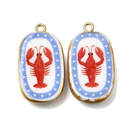 Fruit & Floral & Animals Printed Handmade Porcelain Pendants STAS-Z207-01G-05-1