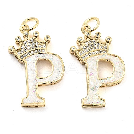 Brass Micro Pave Clear Cubic Zirconia Pendants KK-G498-01P-02-1