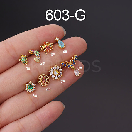 316L Surgical Stainless Steel Micro Pave Cubic Zirconia Cartilage Earrings WG7DF17-03-1