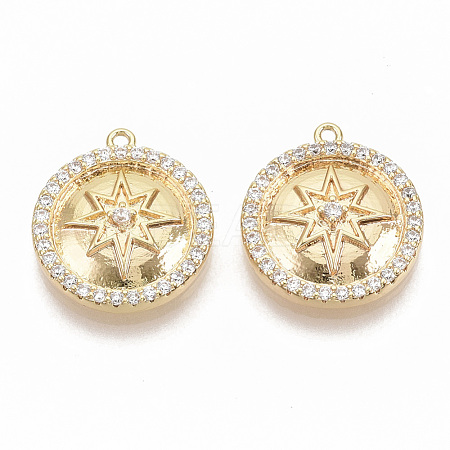 Brass Micro Pave Cubic Zirconia Pendants ZIRC-T011-01G-NF-1