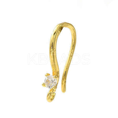 Rack Plating Brass Pave Cubic Zirconia Earring Hooks KK-O143-19G-1