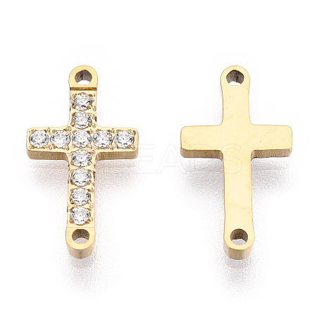 316 Surgical Stainless Steel Clear Cubic Zirconia Connector Charms STAS-ZX042-22G-1