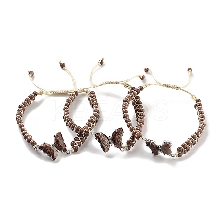 Synthetic Goldstone Braided Round Bead Bracelets BJEW-K251-06K-1
