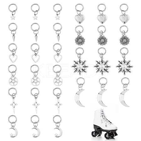 60Pcs 10 Styles Sun Moon Heart Tibetan Style Alloy Shoe Charms PALLOY-AB00262-1