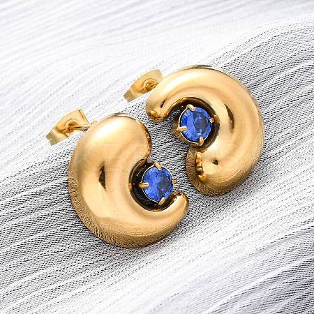 304 Stainless Steel Micro Pave Cubic Zirconia Stud Earrings EJEW-B138-01G-1