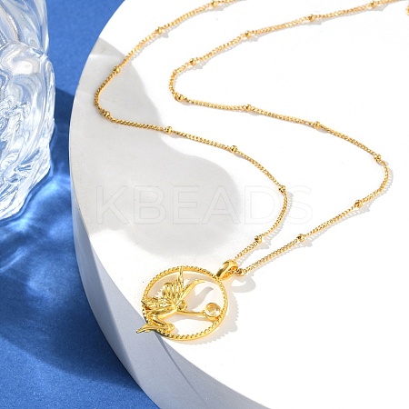 Brass Clear Cubic Zirconia Pendant Necklaces for Women NJEW-B121-01G-01-1