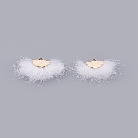 Faux Mink Fur Semi Circle Pendants WOVE-F021-02G-09-1