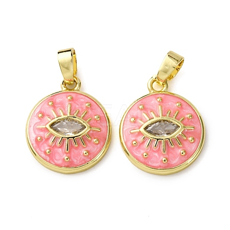 Brass Micro Pave Cubic Zirconia Pendants KK-F911-17G-02-1