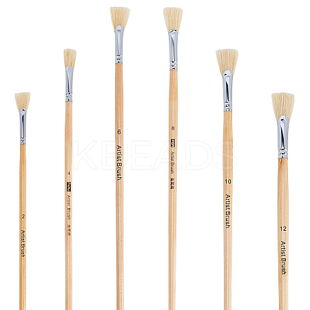 6Pcs 6 Styles Bristle Hair Painting Brush AJEW-WR0003-75-1