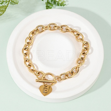 Golden 304 Stainless Steel Charm Bracelets NJEW-K284-01G-E-1