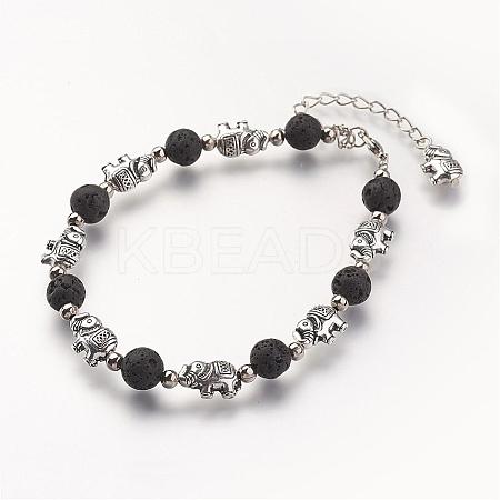 Natural Lava Rock Beads Bracelets BJEW-JB02715-1