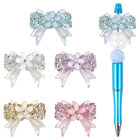 6Pcs 6 Colors Transparent Resin Beads RESI-YW0005-47-1