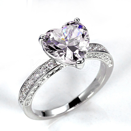 Brass Micro Pave Cubic Zirconia Finger Rings for Women FS-WGC99AF-08-1