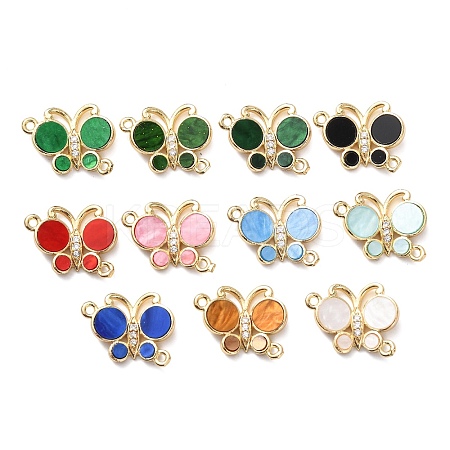 Brass Micro Pave Clear Cubic Zirconia Butterfly Connector Charms KK-C161-01G-1