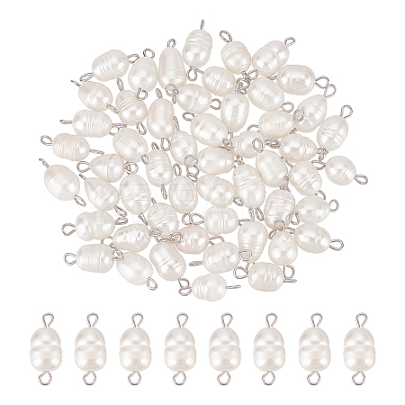 HOBBIESAY 50Pcs Natural Cultured Freshwater Pearl Bead Connector Charms PEAR-HY0001-03-1