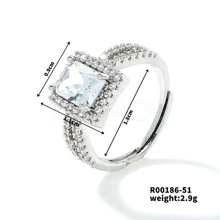 Fashionable Unisex Brass Micro Pave Clear Cubic Zirconia Solitaire Ring VA2990-12-1