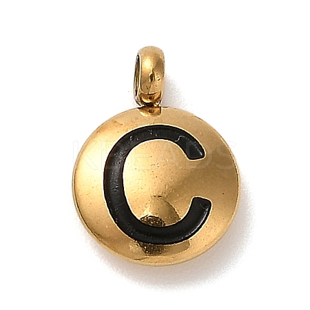 304 Stainless Steel Black Enamel Charms STAS-R009-01G-C-1