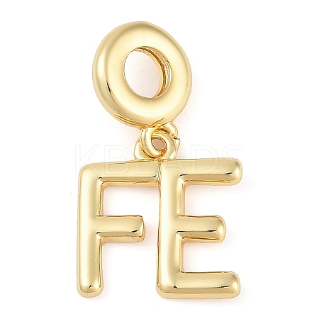 Rack Plating Brass Word FE European Dangle Charms KK-P287-08G-1