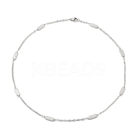 Non-Tarnish 304 Stainless Steel Rectangle Link Chain Necklace LS-NJEW-K249-05P-1