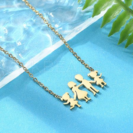 304 Stainless Steel Family Pendants Necklaces for Women NJEW-A045-11G-1