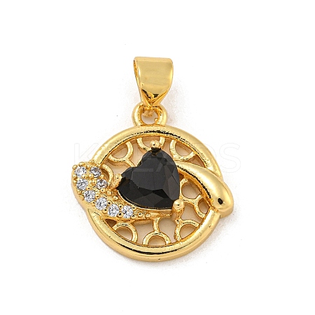 Rack Plating Brass Micro Pave Cubic Zirconia Pendants KK-G513-23A-03G-1