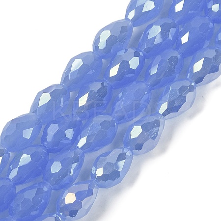 Opaque Solid Color Electroplate Glass Beads Strands EGLA-N013-J8mm-B06-1