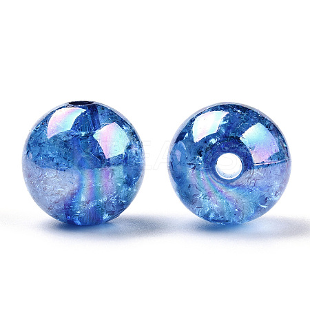 Bubblegum AB Color Transparent Crackle Acrylic Round Beads CACR-TAC0001-01-1
